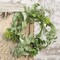 Set of 2 Decorative Succulent Ring 8 Inch Flocked Green Leaf Candle Holder Accent